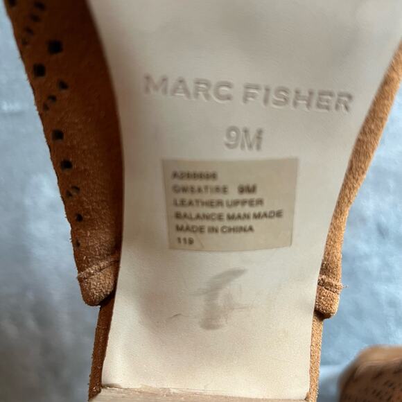 Marc Fisher Shaini Perforated Lace-Up Peep-Toe Booties Size 9 - Picture 6 of 7